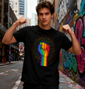 Rainbow Fist LGBTQ+ Pride T-Shirt - 100% Cotton, Bold product image 1