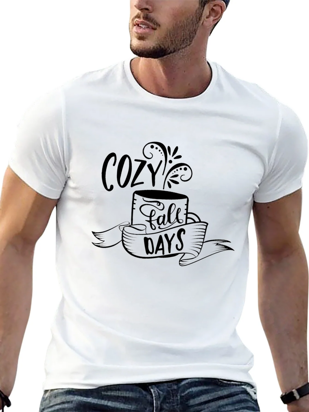 Cozy Fall Days Graphic Tee - Soft Black T-Shirt product image 12
