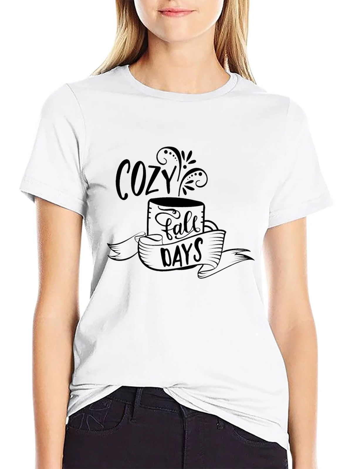 Cozy Fall Days Graphic Tee - Soft Black T-Shirt product image 8