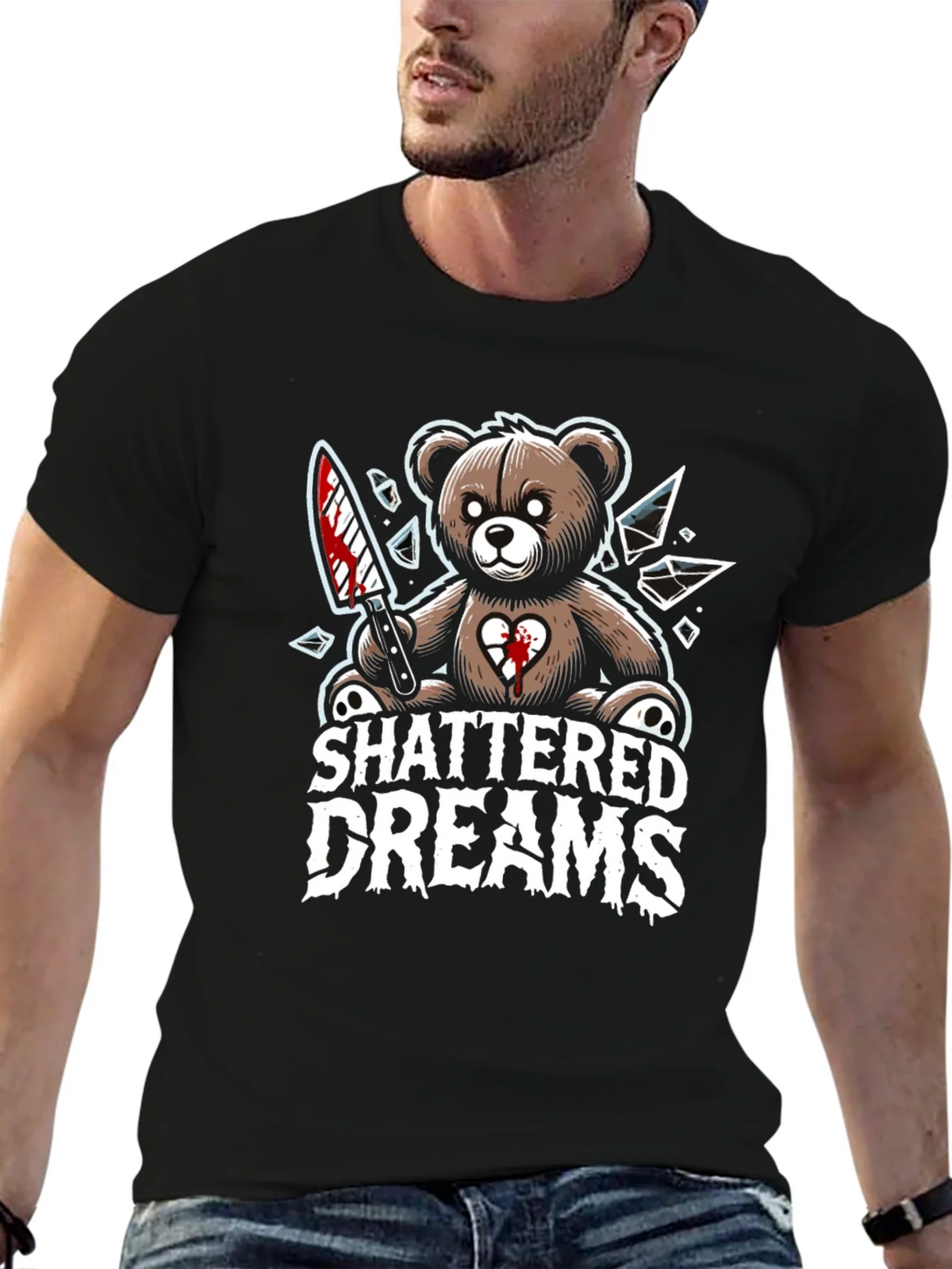 Shattered Dreams Teddy Bear Graphic T-Shirt product image 6