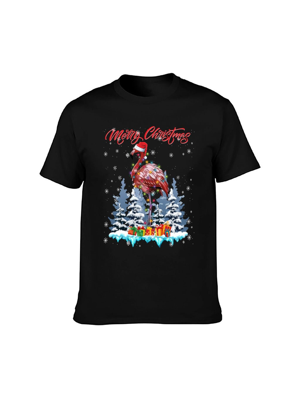 Merry Christmas Flamingo Graphic T-Shirt - 100% Cotton product image 2