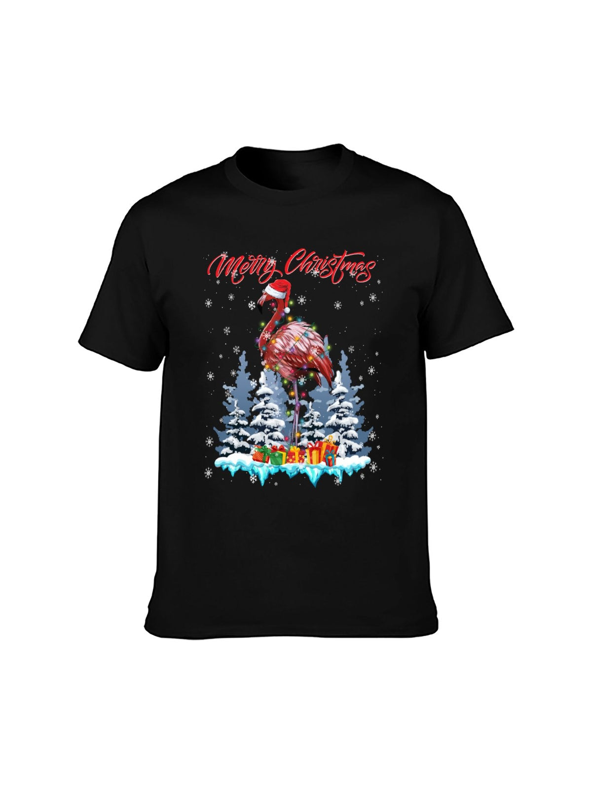 Merry Christmas Flamingo Graphic T-Shirt - 100% Cotton product image 2