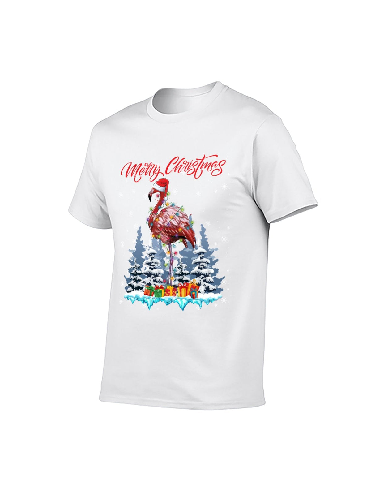 Merry Christmas Flamingo Graphic T-Shirt - 100% Cotton product image 3