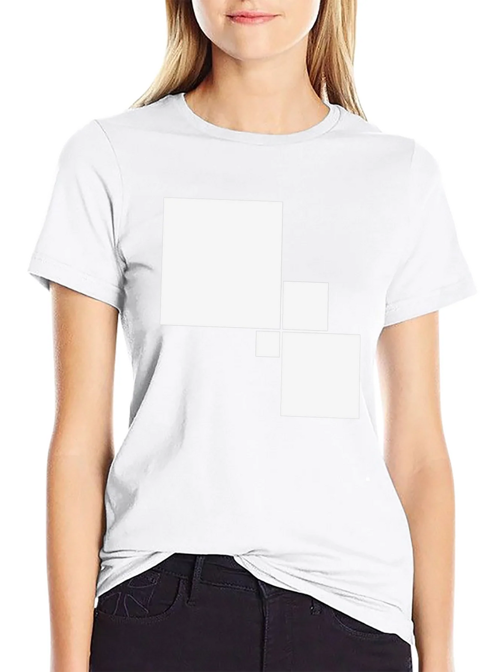Modern Geometric Square Graphic Tee - Black Cotton Casual product image 8