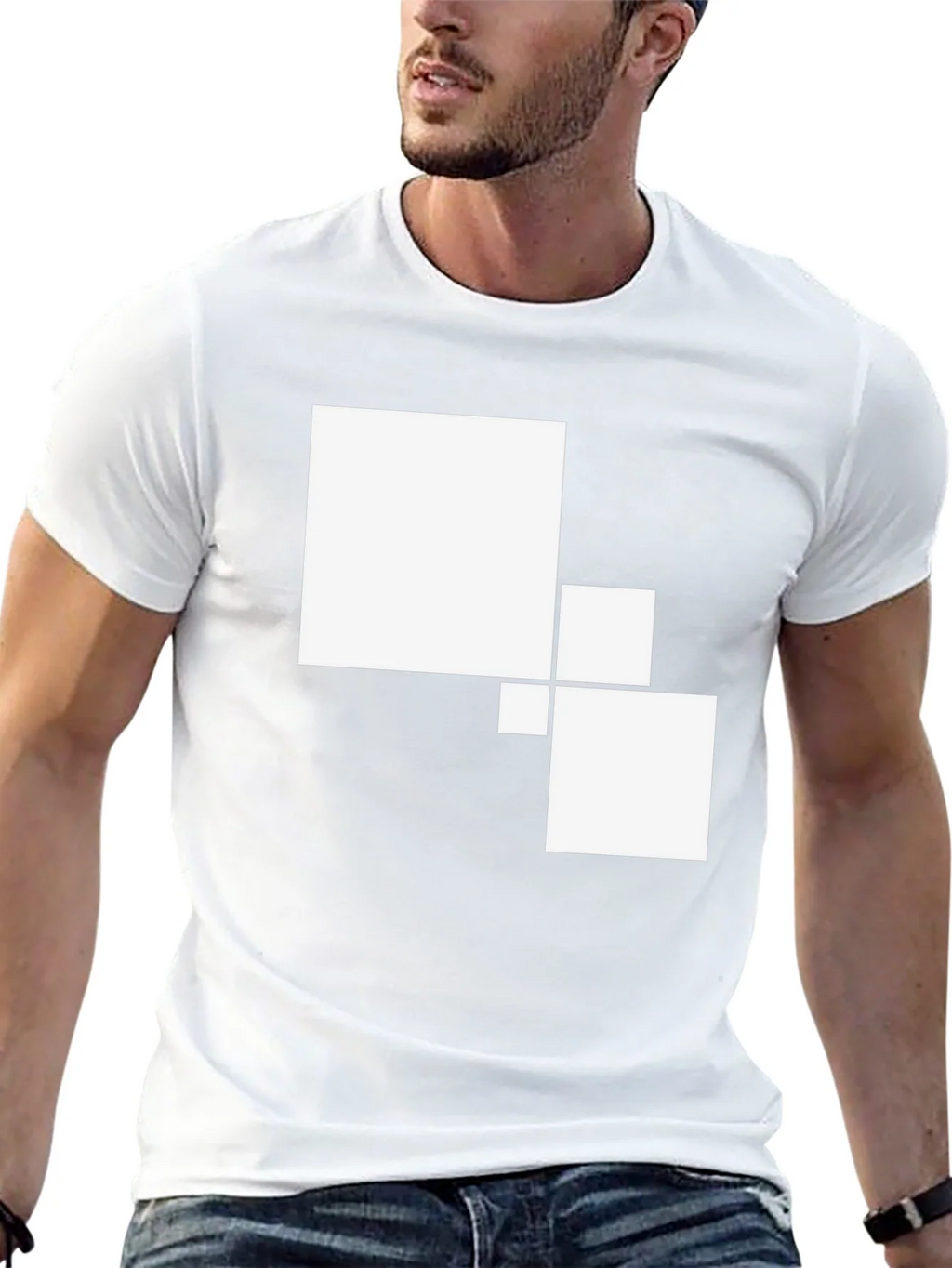Modern Geometric Square Graphic Tee - Black Cotton Casual product image 12