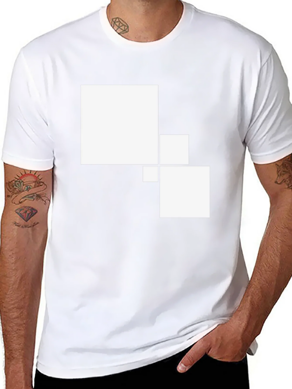 Modern Geometric Square Graphic Tee - Black Cotton Casual product image 7
