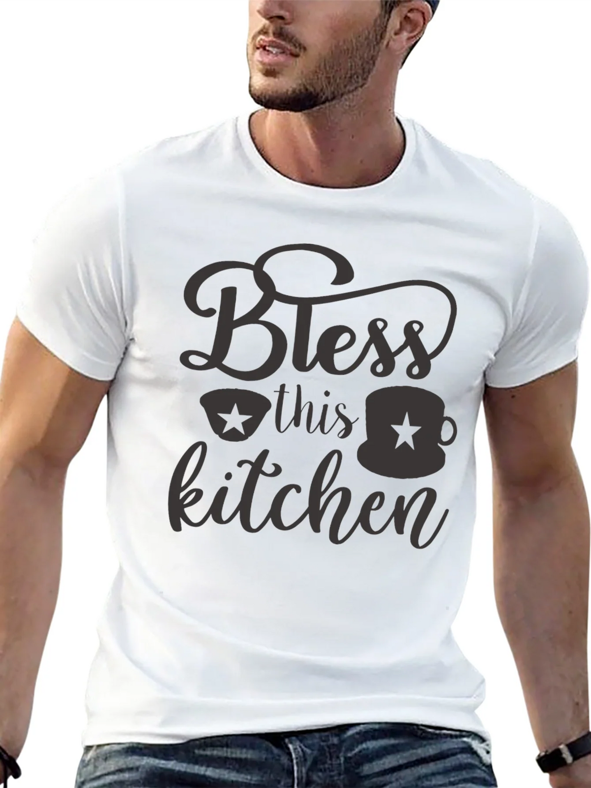 Bless this Kitchen Black Graphic Tee Shirt product image 12