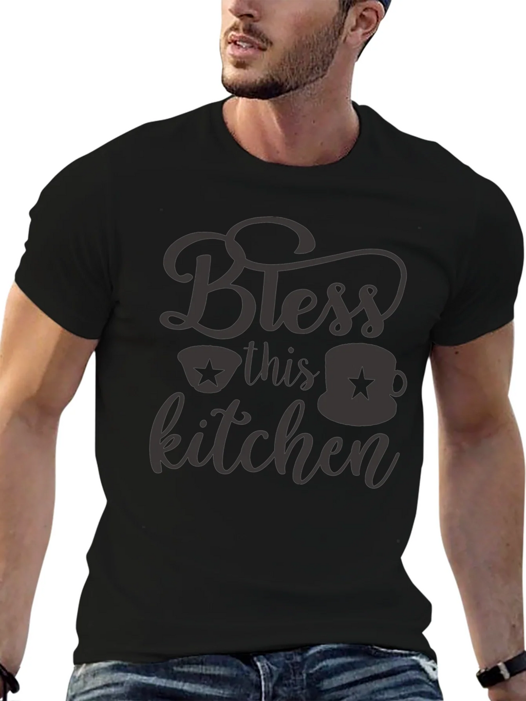 Bless this Kitchen Black Graphic Tee Shirt product image 6