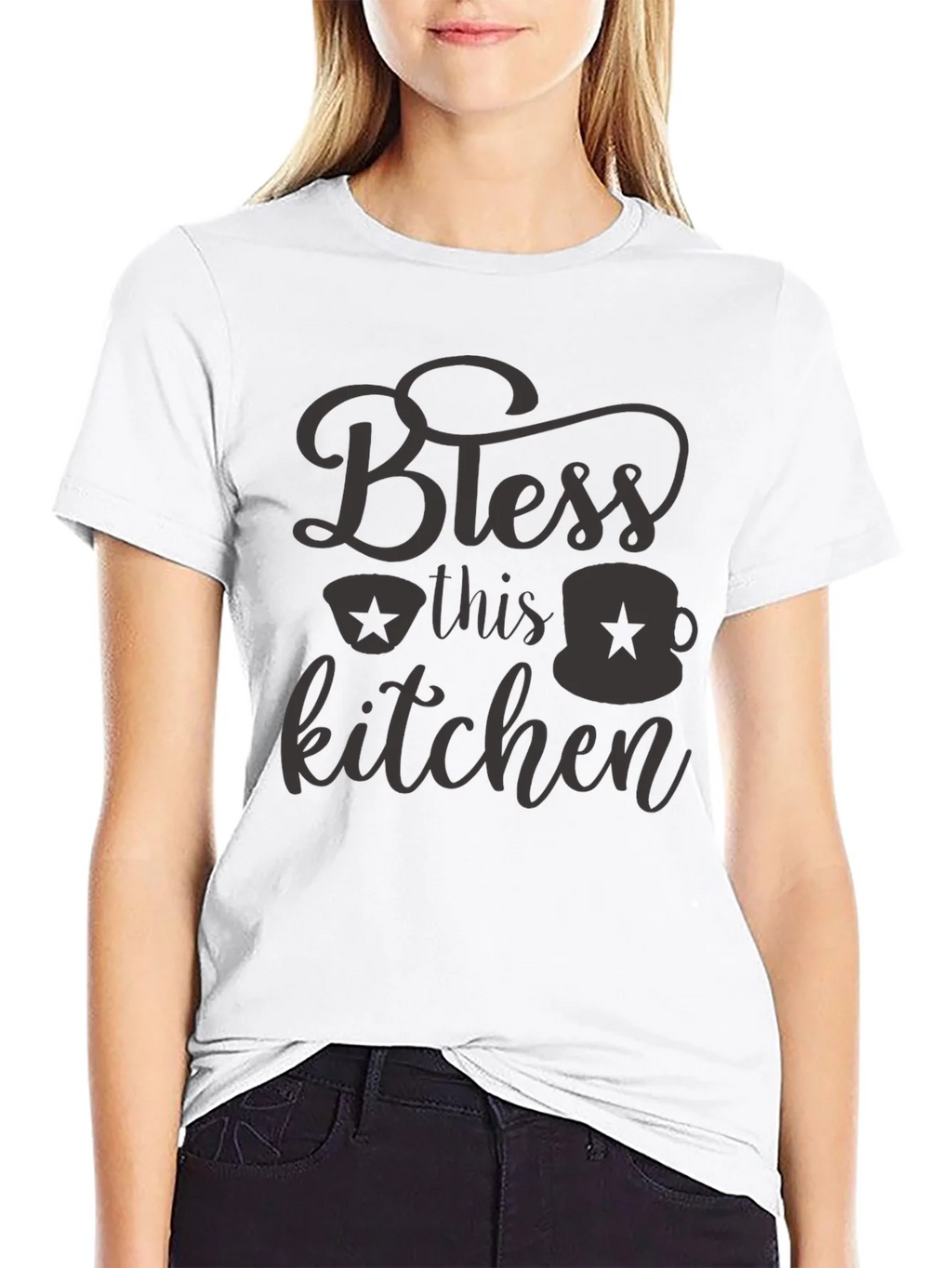 Bless this Kitchen Black Graphic Tee Shirt product image 8