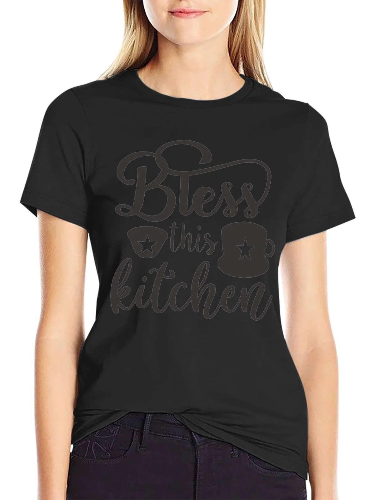 Bless this Kitchen Black Graphic Tee Shirt product image 2