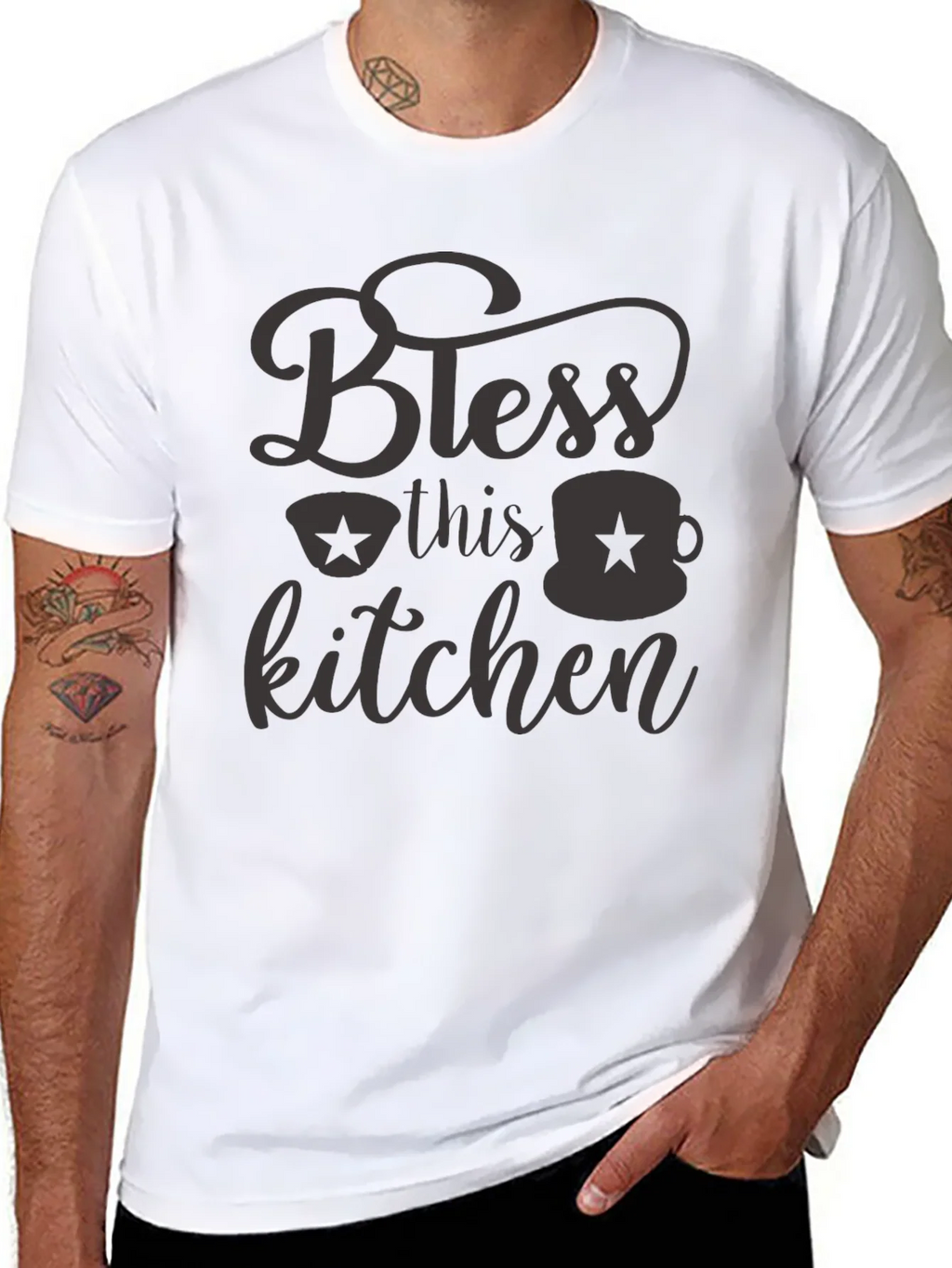 Bless this Kitchen Black Graphic Tee Shirt product image 7