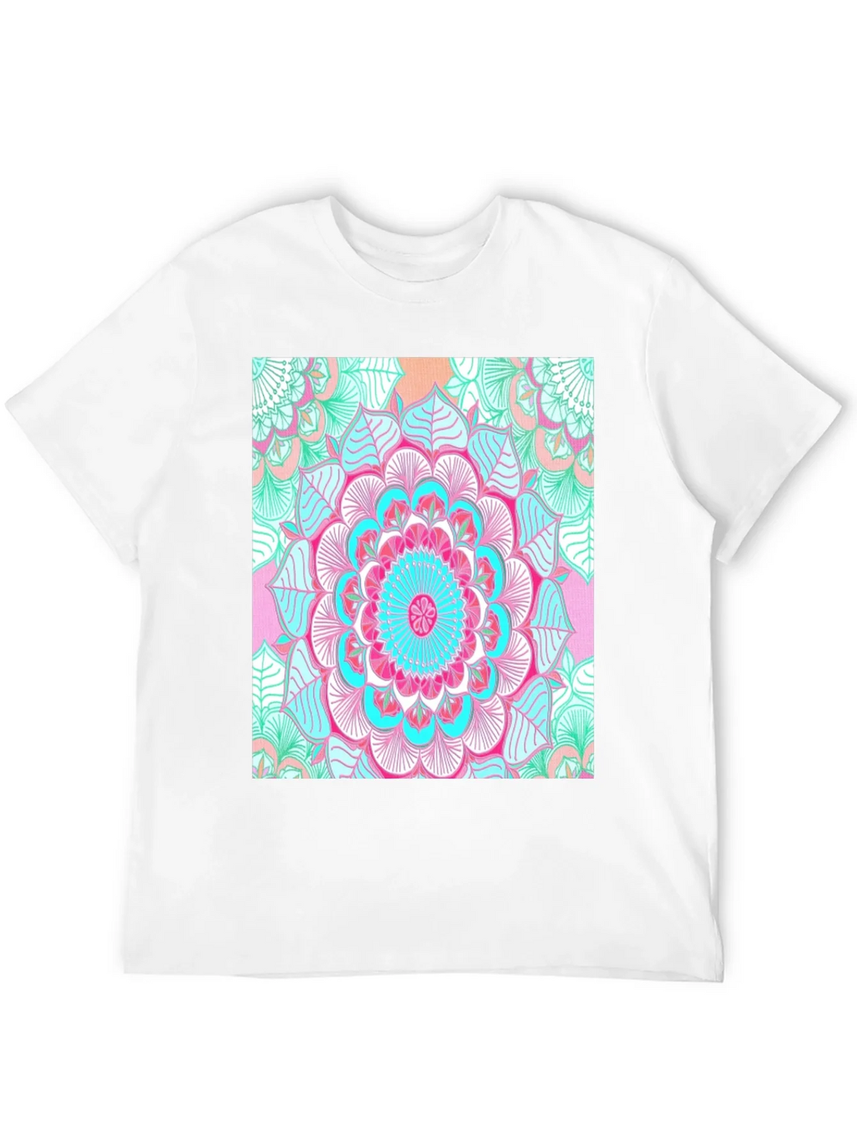 Vibrant Mandala Print Black T-Shirt product image 11
