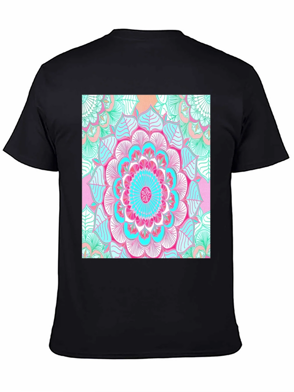 Vibrant Mandala Print Black T-Shirt product image 4