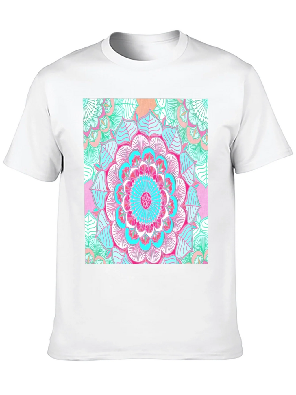 Vibrant Mandala Print Black T-Shirt product image 9