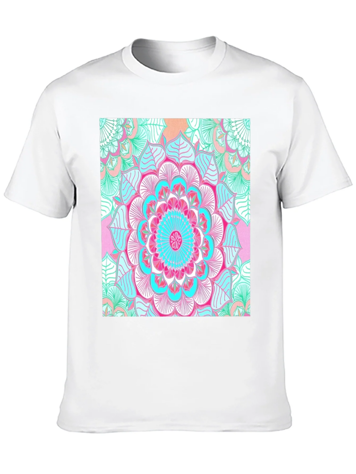 Vibrant Mandala Print Black T-Shirt product image 9