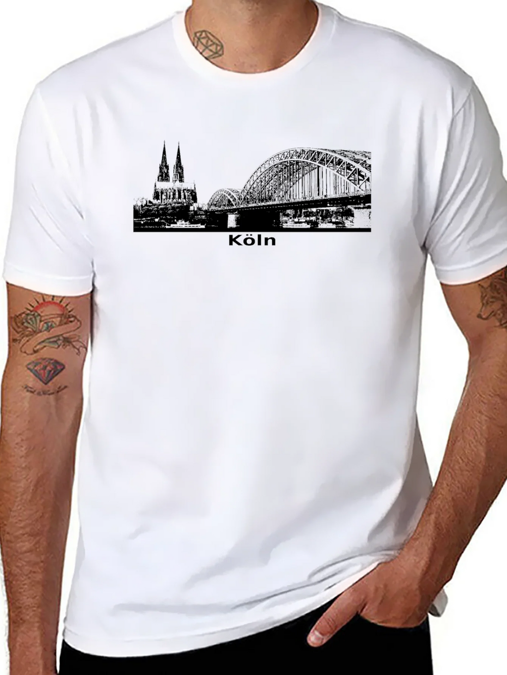 Köln Skyline Mens Black T-Shirt product image 7
