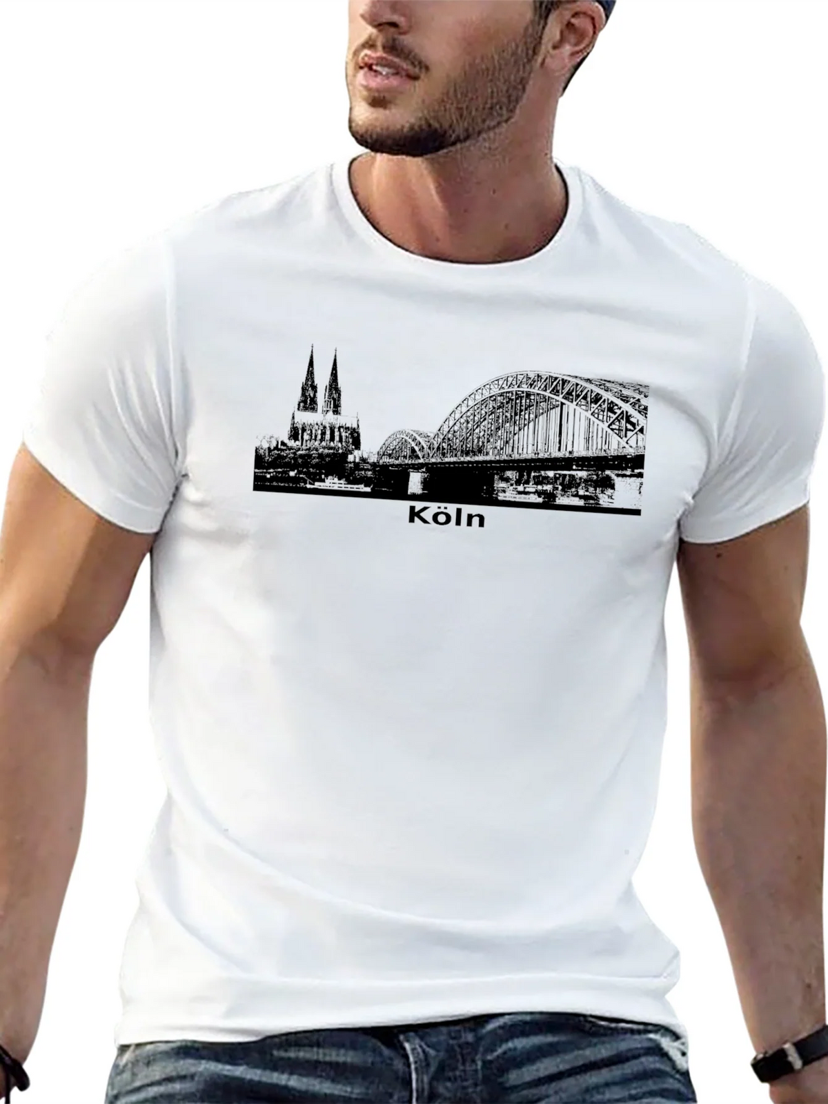 Köln Skyline Mens Black T-Shirt product image 12