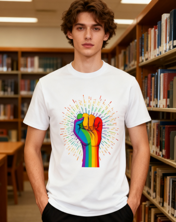 Rainbow Fist LGBTQ+ Pride T-Shirt - 100% Cotton, Bold product image 3