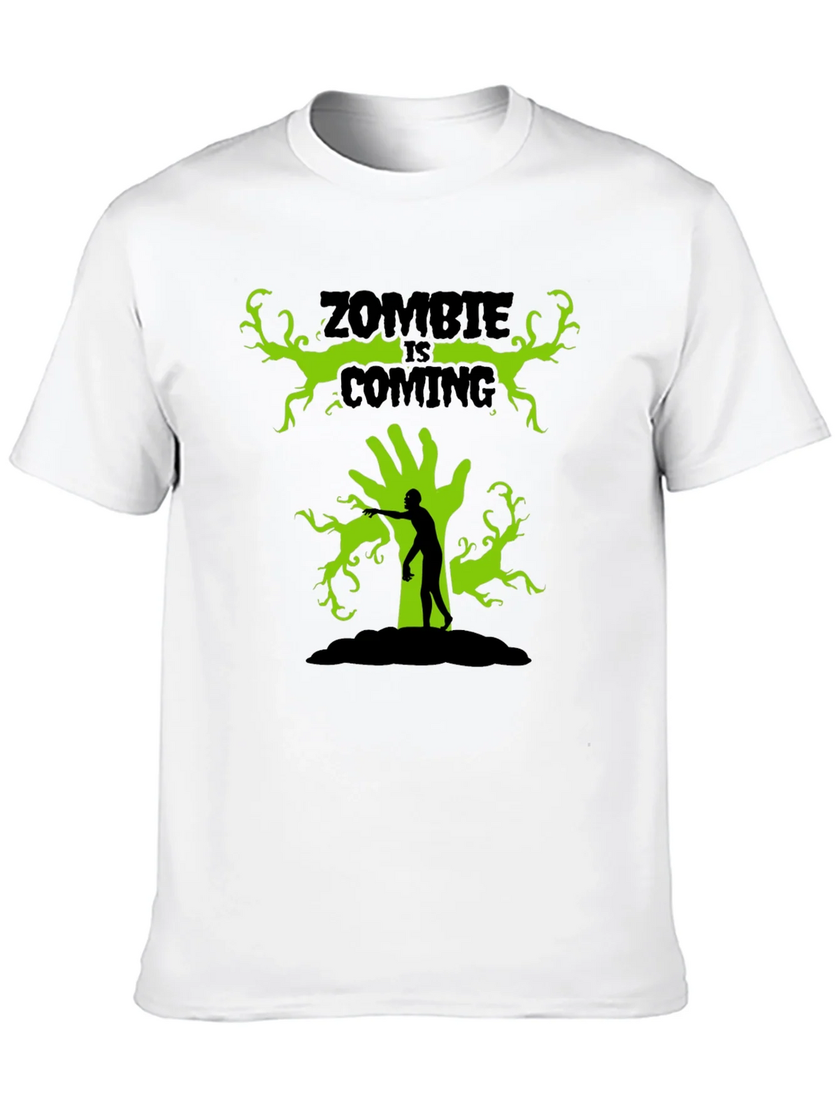 Zombie Is Coming Black Graphic T-Shirt product image 8