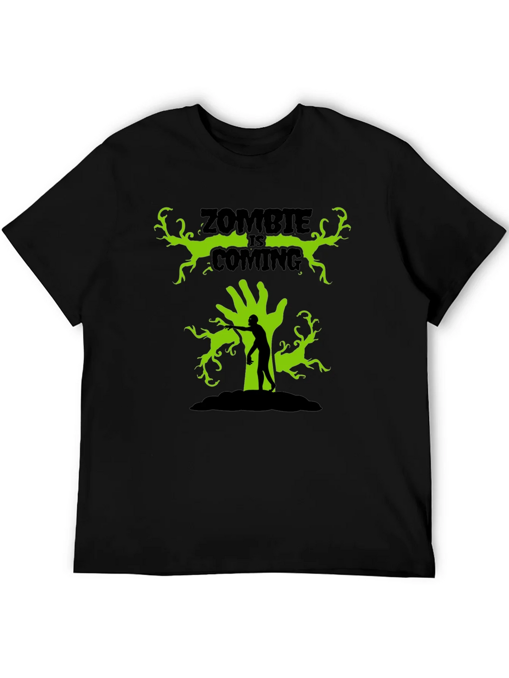 Zombie Is Coming Black Graphic T-Shirt product image 4