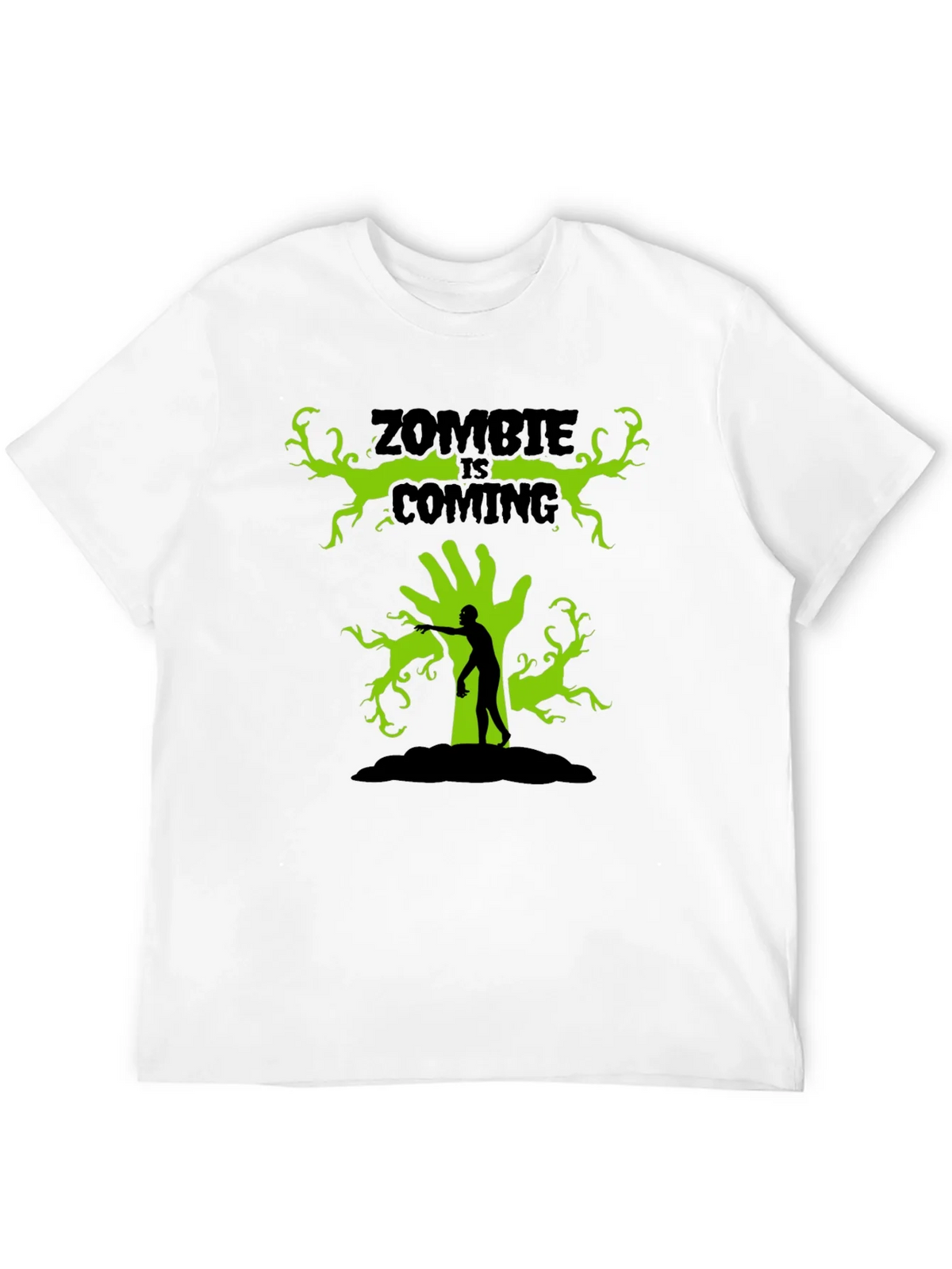 Zombie Is Coming Black Graphic T-Shirt product image 10