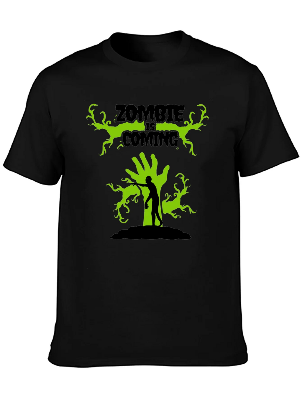 Zombie Is Coming Black Graphic T-Shirt product image 2