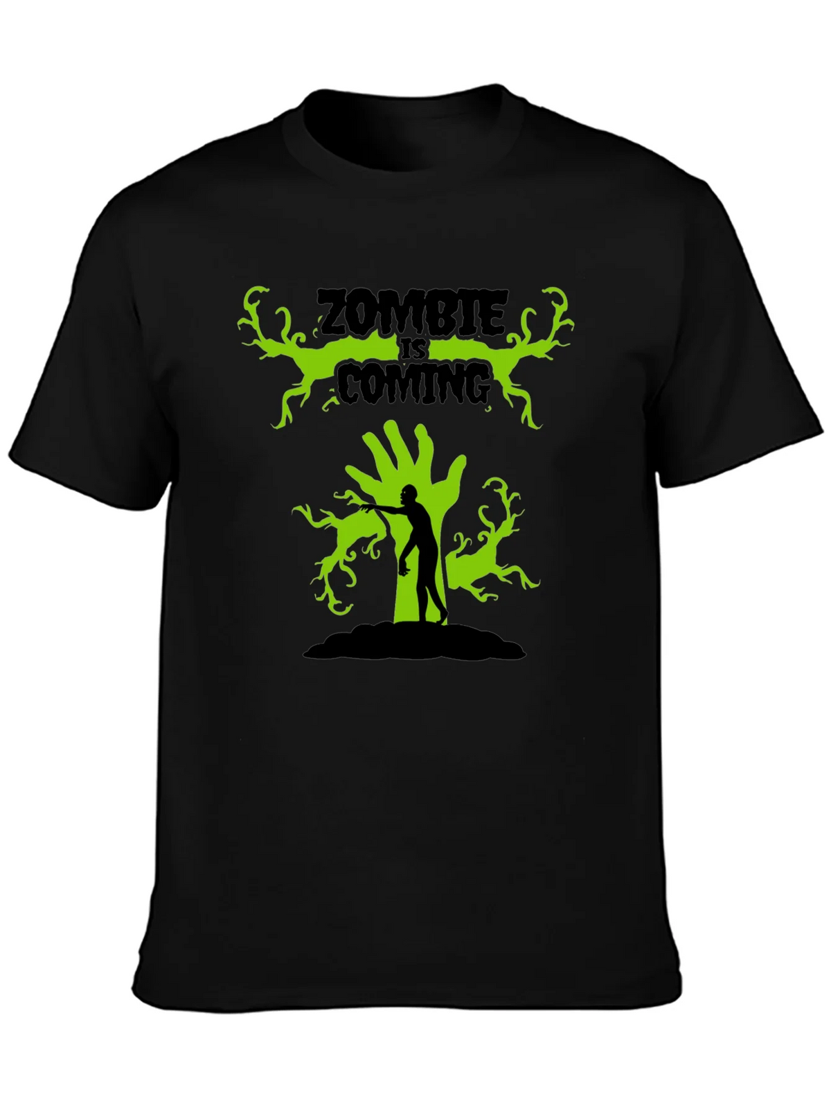 Zombie Is Coming Black Graphic T-Shirt product image 2