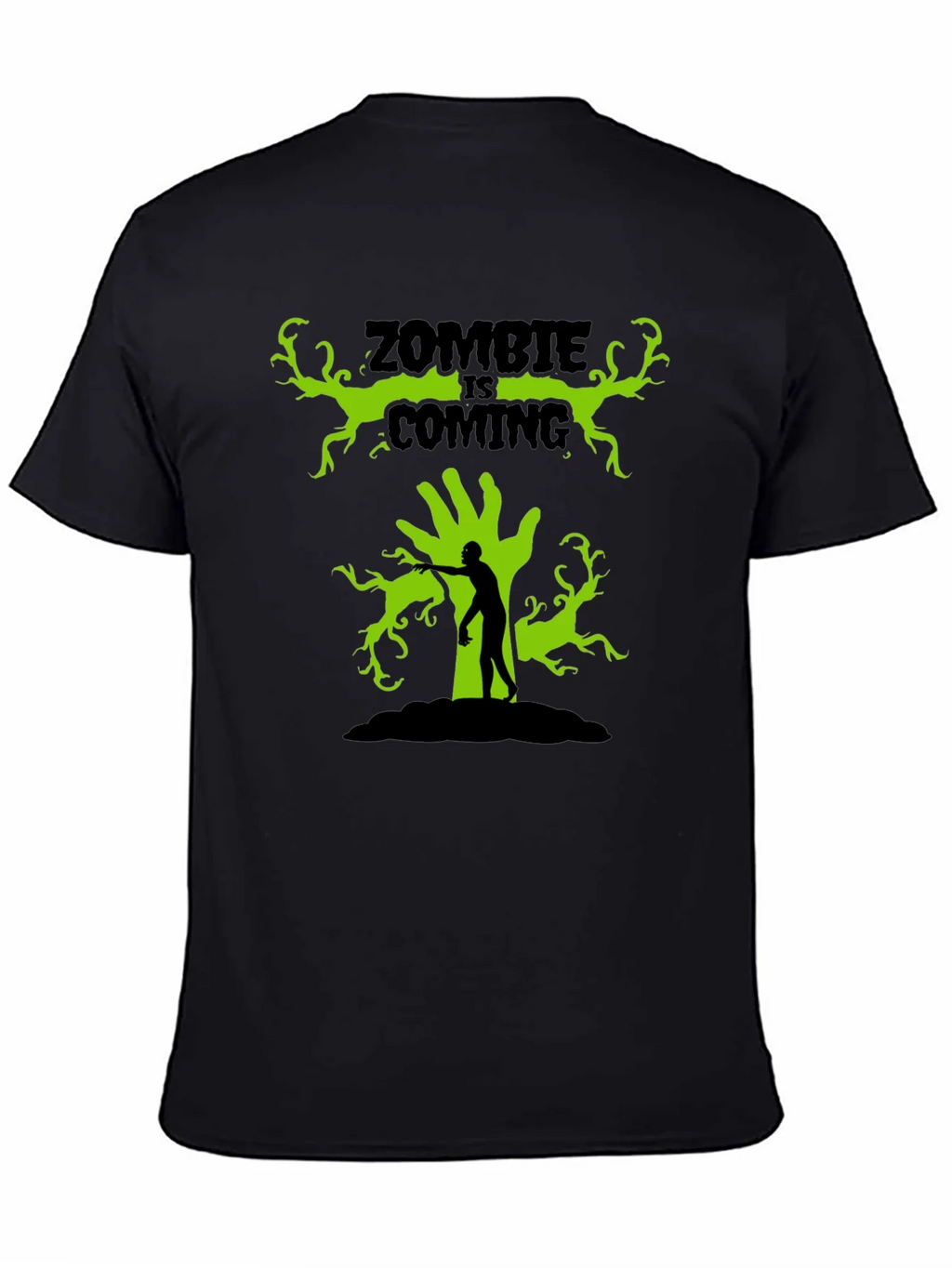 Zombie Is Coming Black Graphic T-Shirt product image 3