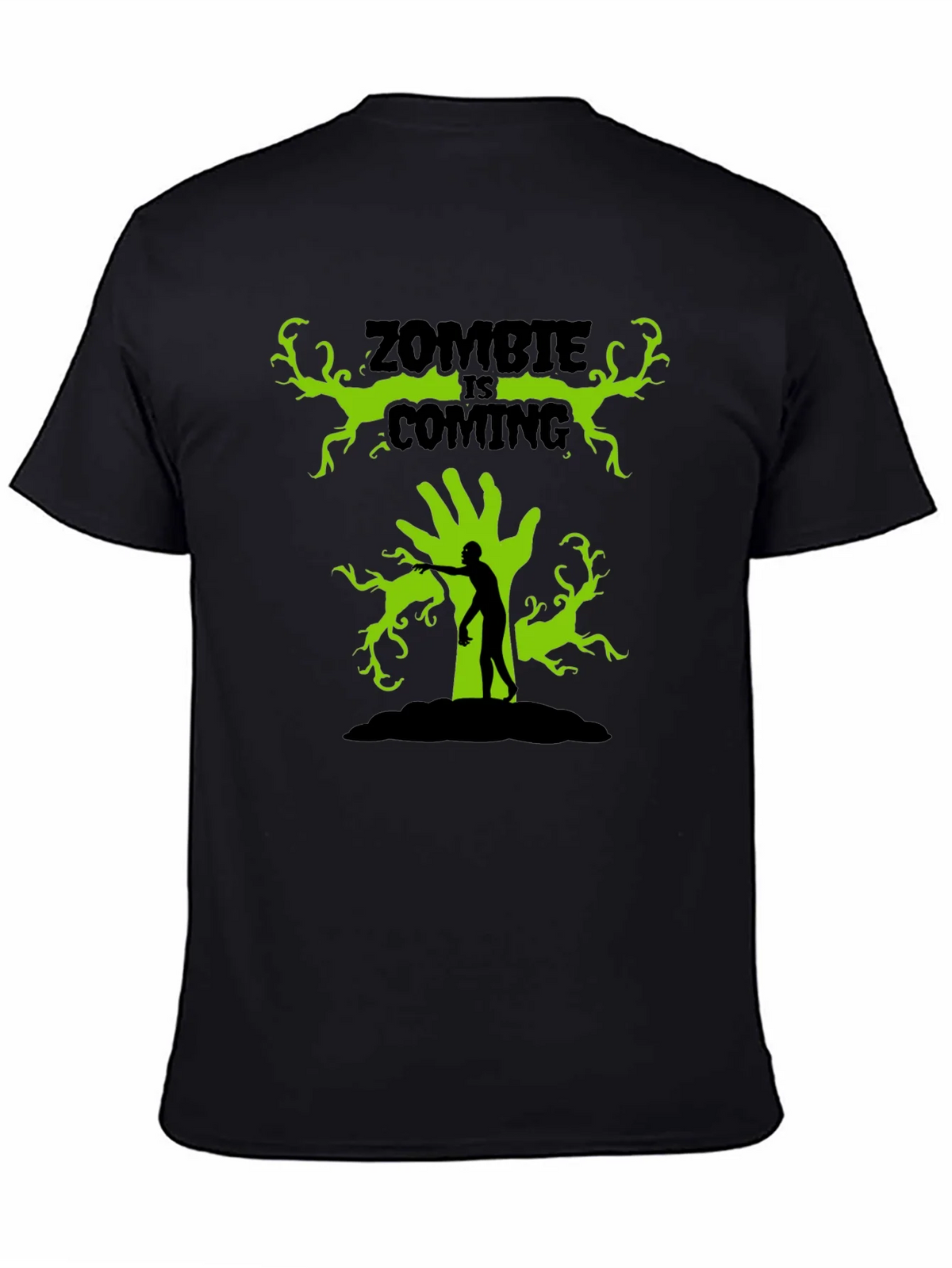 Zombie Is Coming Black Graphic T-Shirt product image 3