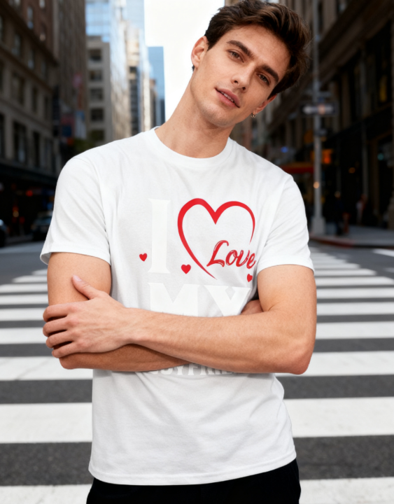 I Love My Boyfriend Heart T-Shirt - 100% Cotton, Romantic product image 8