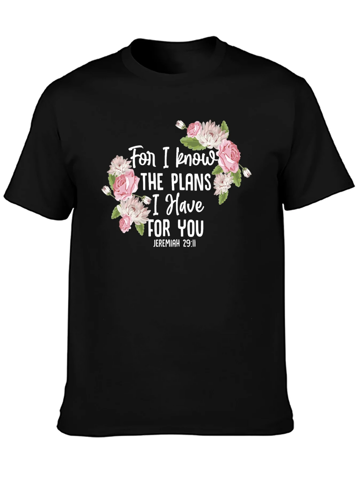 Floral Scripture T-Shirt - Jeremiah 29:11 Black Tee product image 3