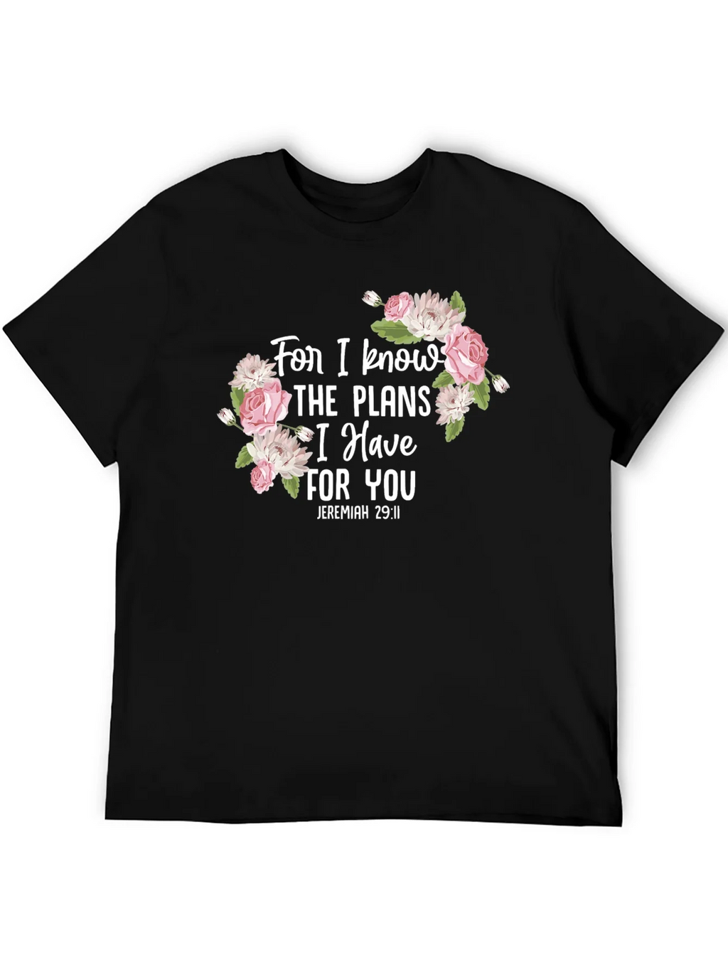 Floral Scripture T-Shirt - Jeremiah 29:11 Black Tee product image 5