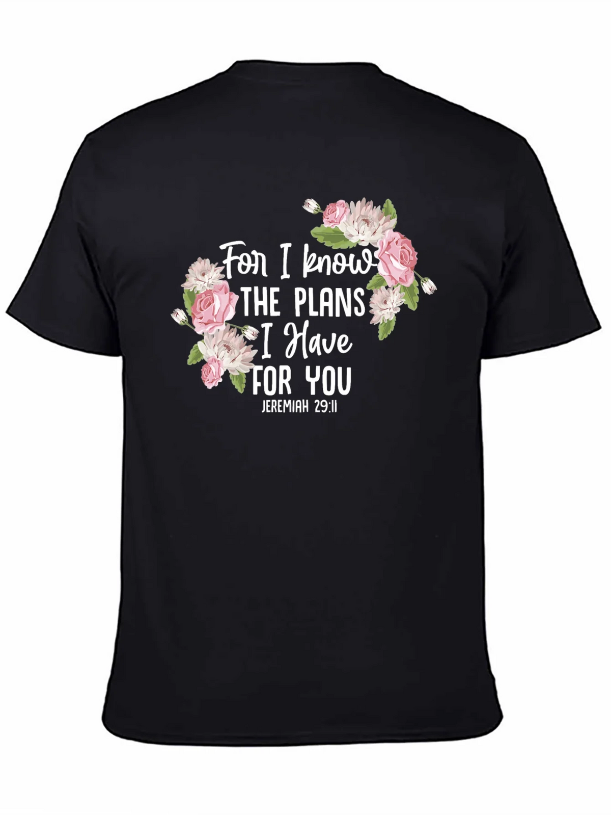 Floral Scripture T-Shirt - Jeremiah 29:11 Black Tee product image 4