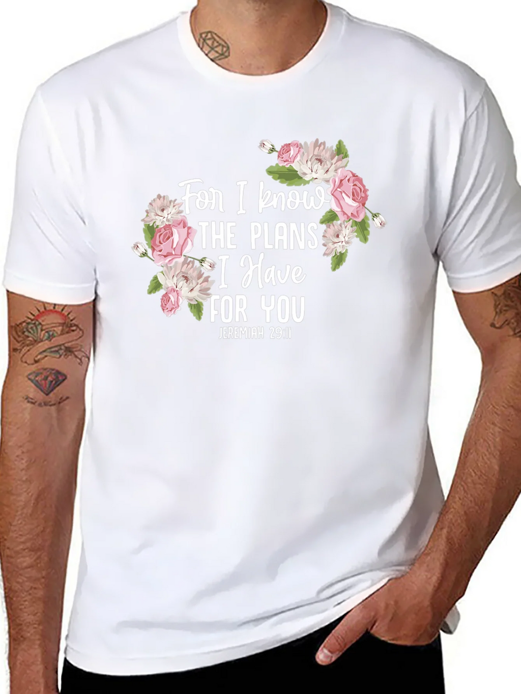 Floral Scripture T-Shirt - Jeremiah 29:11 Black Tee product image 7