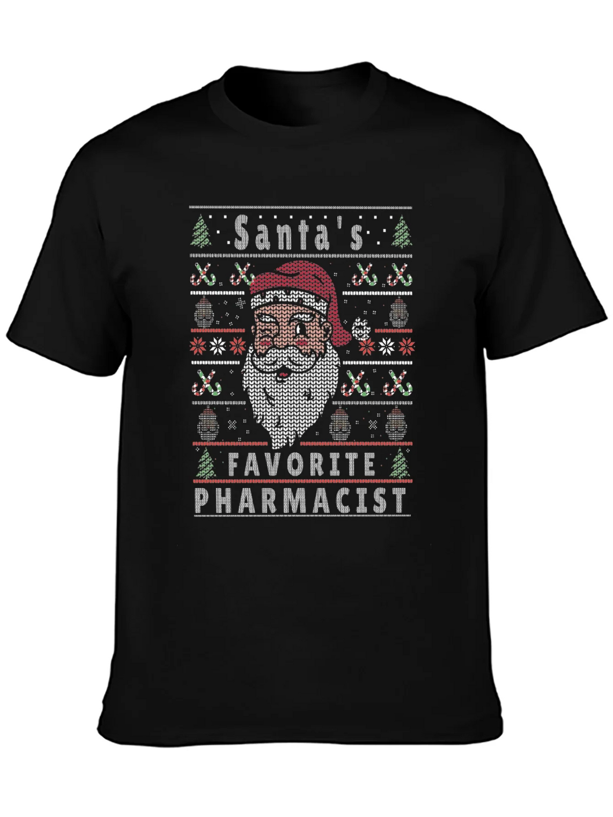 Santas Favorite Pharmacist Ugly Christmas Sweater T-Shirt product image 3