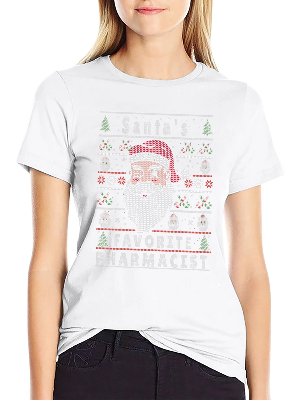 Santas Favorite Pharmacist Ugly Christmas Sweater T-Shirt product image 8