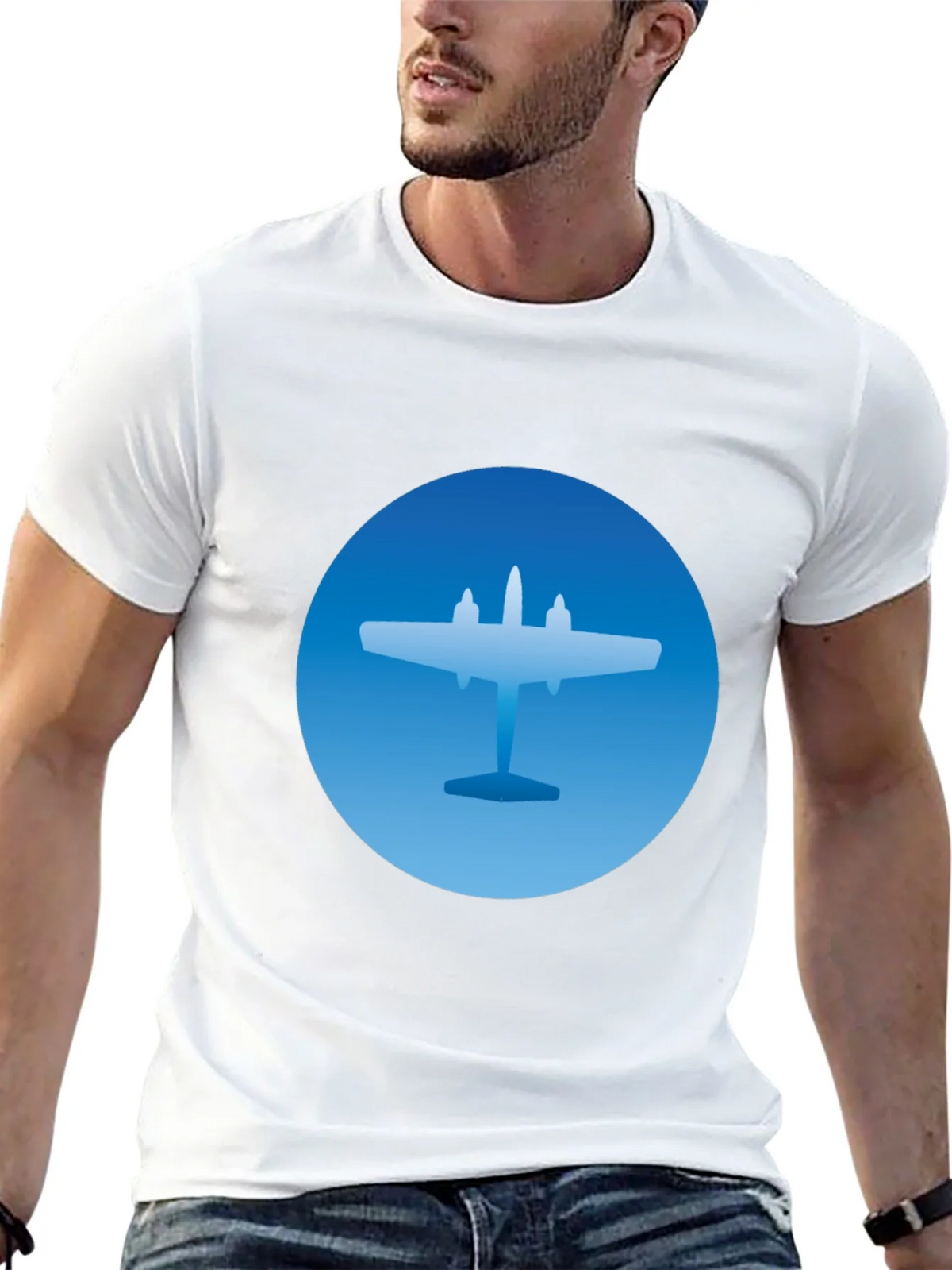 Airplane Graphic T-Shirt - Stylish Blue & Black Tee product image 12