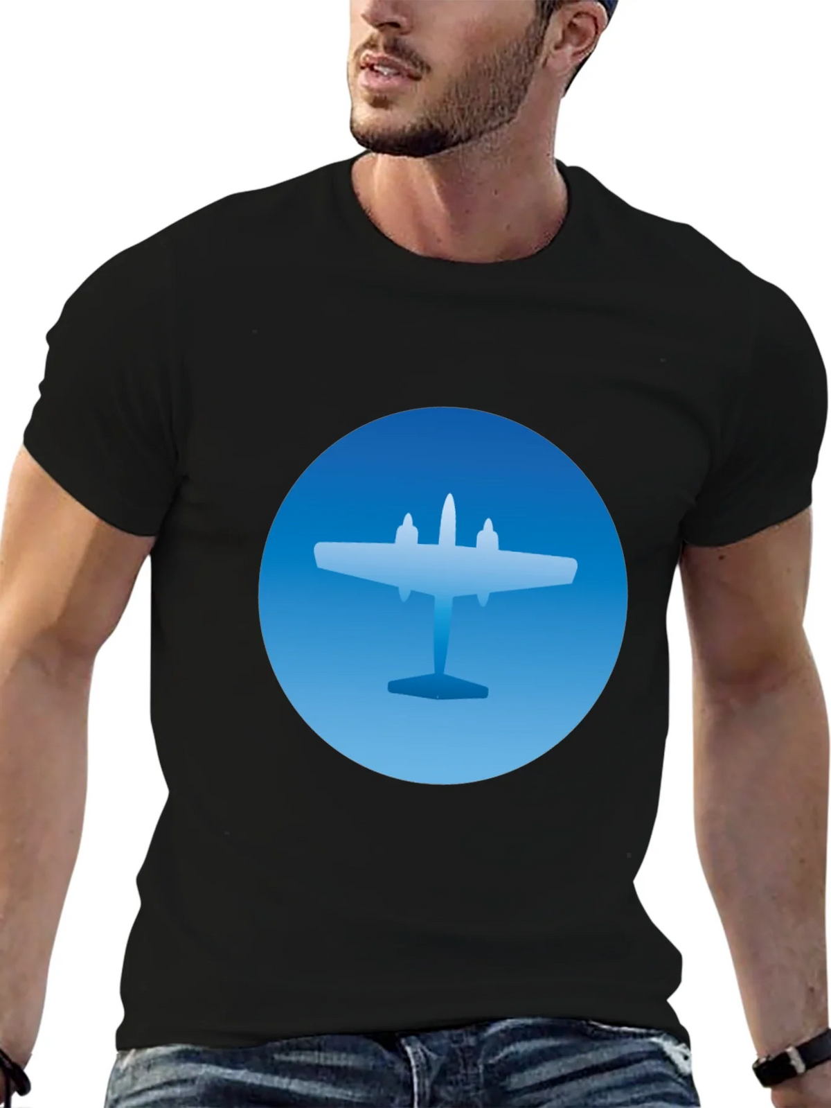 Airplane Graphic T-Shirt - Stylish Blue & Black Tee product image 6