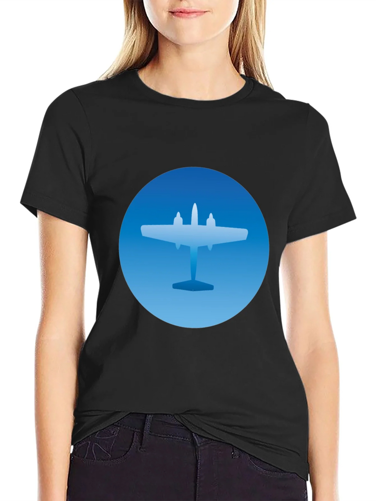 Airplane Graphic T-Shirt - Stylish Blue & Black Tee product image 2