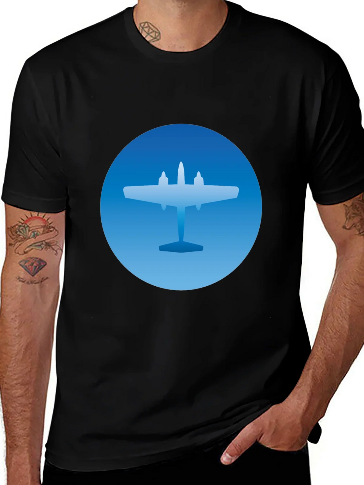 Airplane Graphic T-Shirt - Stylish Blue & Black Tee product image 1