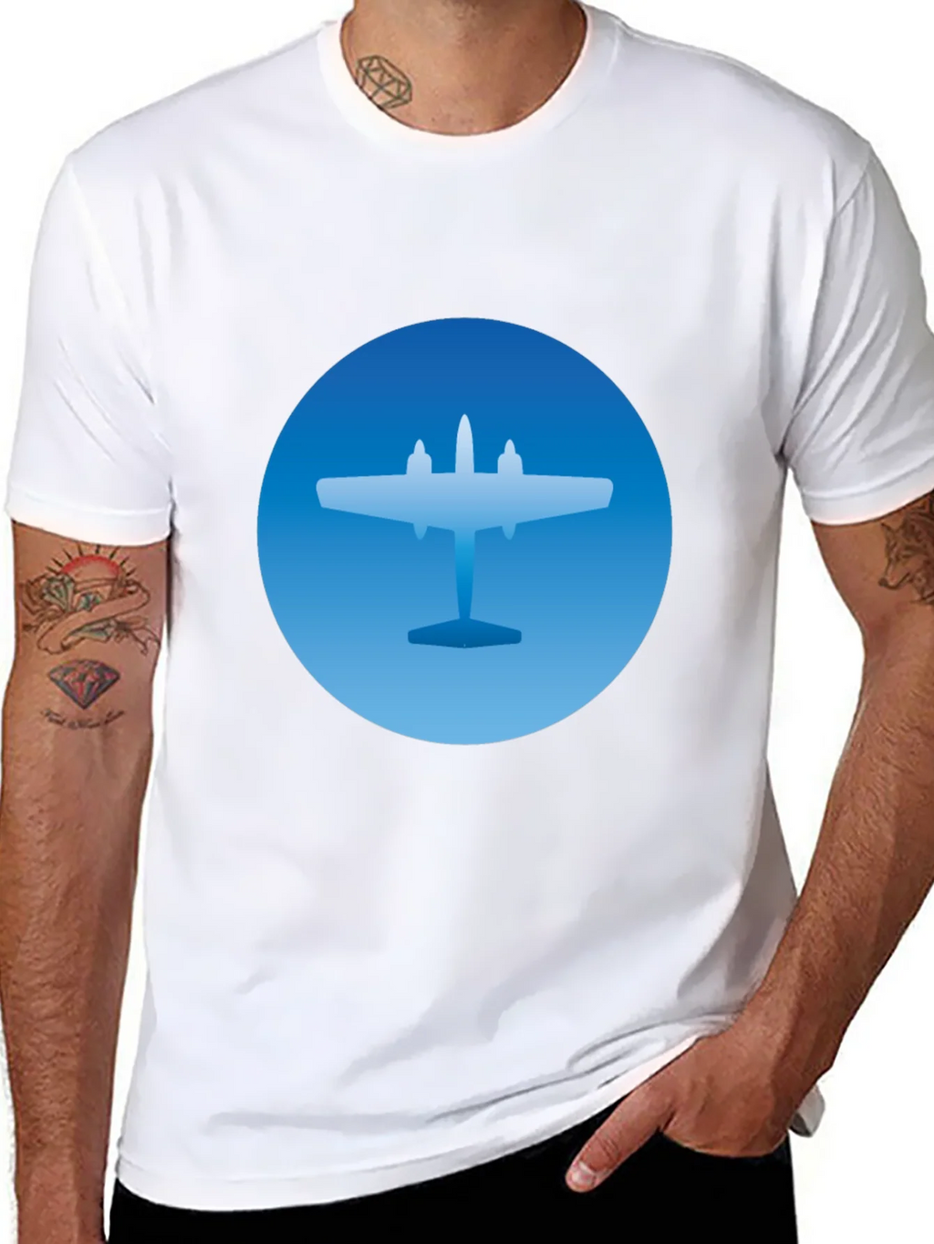 Airplane Graphic T-Shirt - Stylish Blue & Black Tee product image 7