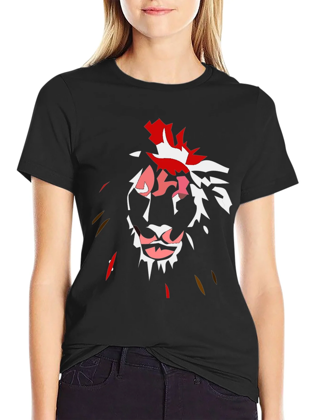 Abstract Lion Graphic Black T-Shirt product image 2