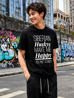 Siberian Huskys Make Me Happy Funny T-Shirt - Unisex Husky product image 4