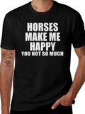 Horses Make Me Happy T-Shirt - Funny Equestrian Tee product image 1