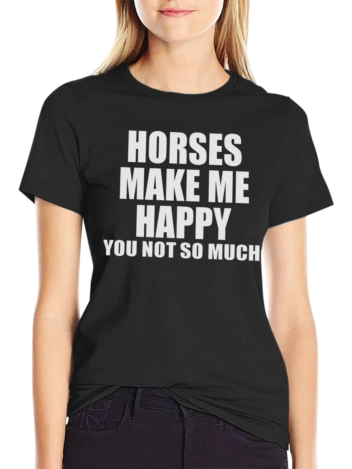 Horses Make Me Happy T-Shirt - Funny Equestrian Tee product image 2