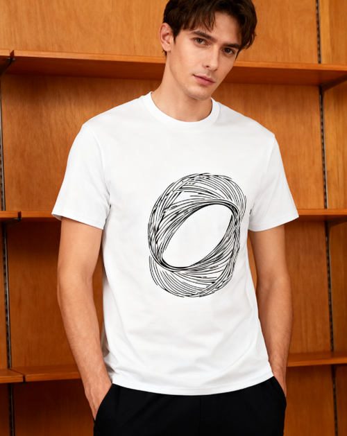 Abstract Circular Lines Art Graphic T-Shirt - 100% Cotton product image 2