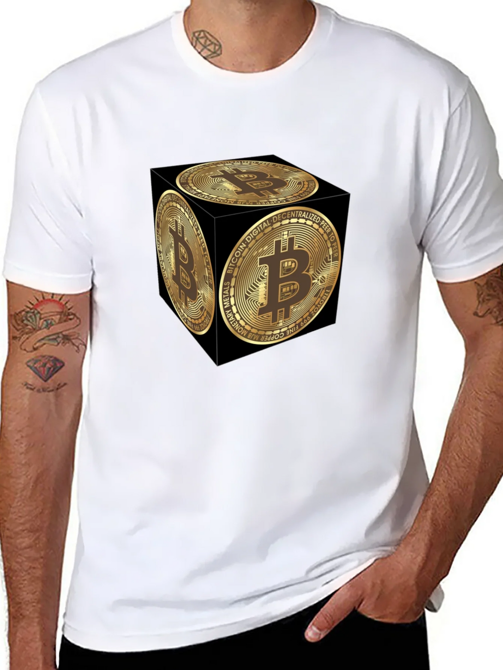 Bitcoin Cube Graphic Tee - Crypto Currency Fashion product image 7