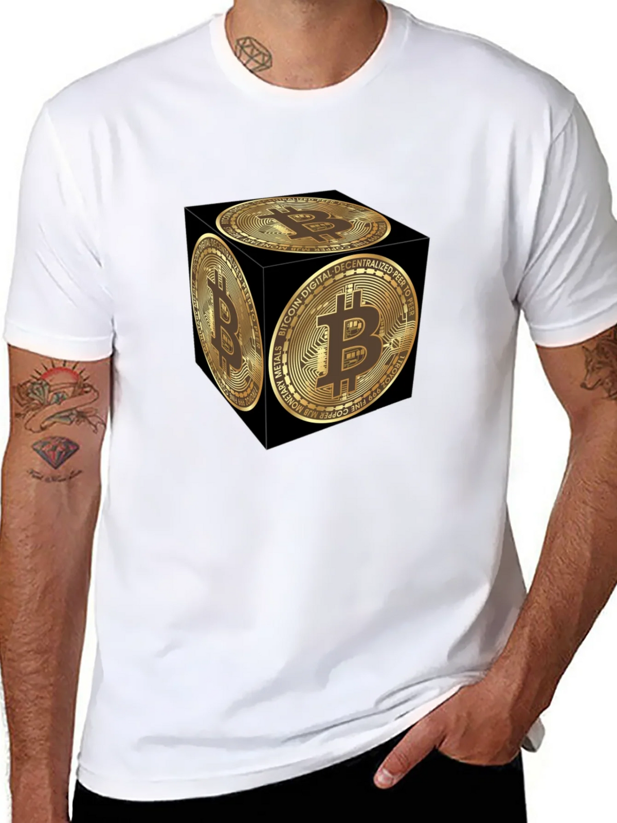 Bitcoin Cube Graphic Tee - Crypto Currency Fashion product image 7