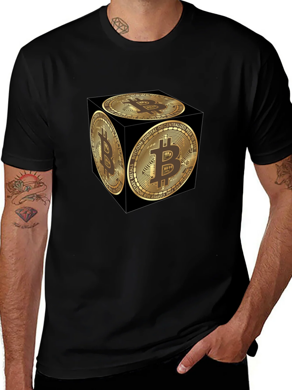 Bitcoin Cube Graphic Tee - Crypto Currency Fashion product image 1