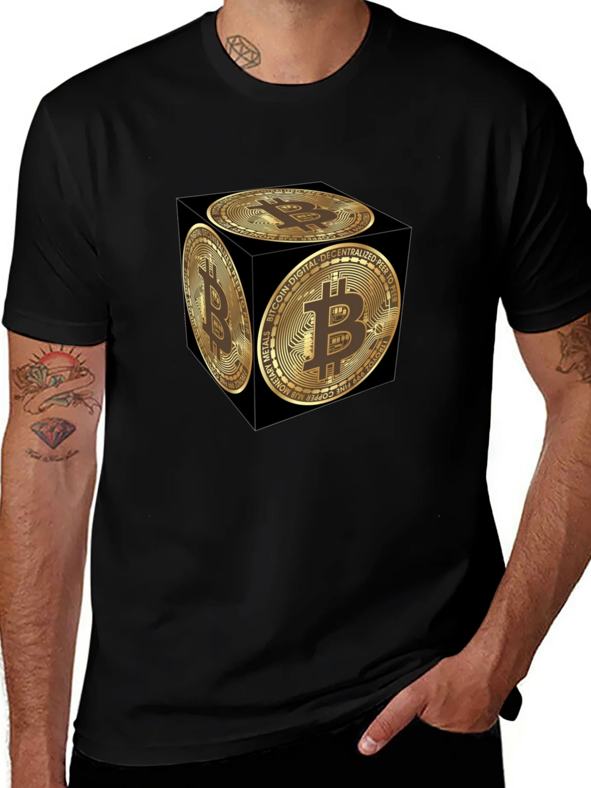 Bitcoin Cube Graphic Tee - Crypto Currency Fashion product image 1